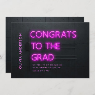 Graduation neon pink bright modern congrats