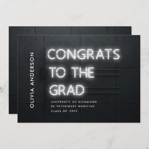 Graduation neon white bright modern congrats