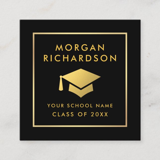 Graduation Networking Gold Black Calling Card (Front)