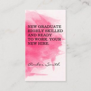 Graduation New Hire Watercolor Background Business Card