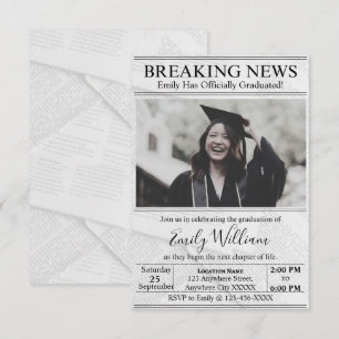 Graduation Newspaper Photo Invitation