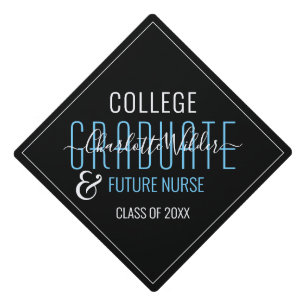 Graduation Nurse College Graduate Typography Graduation Cap Topper