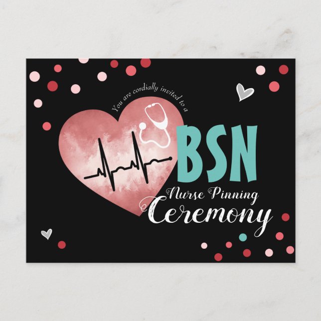 Graduation Nurse Pinning Ceremony Pink Heart Postcard (Front)