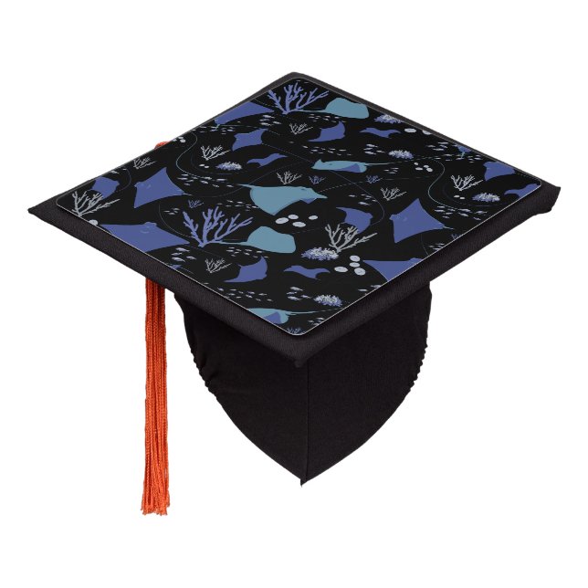 Graduation Ocean Stingrays Underwater Themed Cap Topper (Angled)