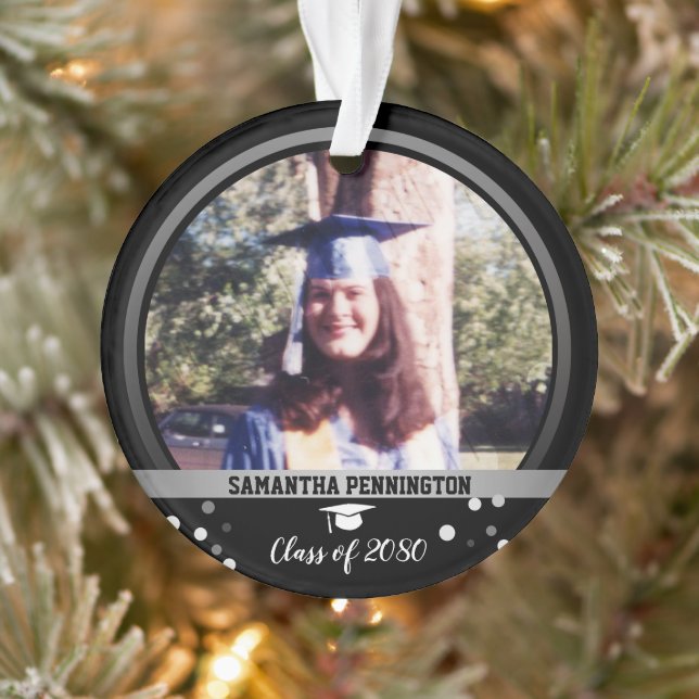 Graduation One Photo Confetti Keepsake Ornament (Tree)