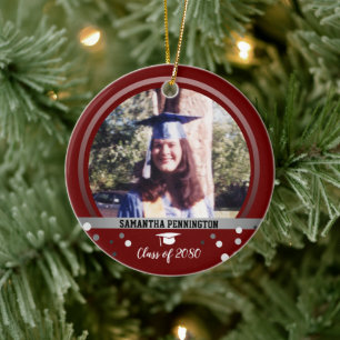 Graduation One Photo Confetti Keepsake Wine Ceramic Ornament