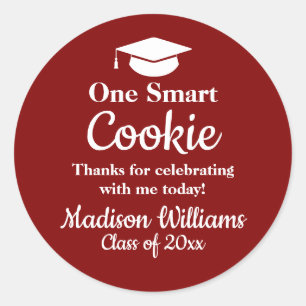 Graduation One Smart Cookie To go Grad Treat Favor Classic Round Sticker