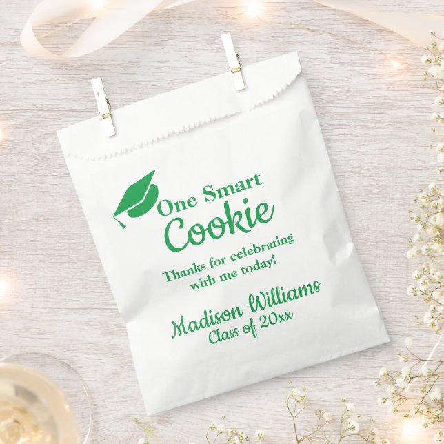 Graduation One Smart Cookie To go Treat Green Grad Favour Bag (Clipped)
