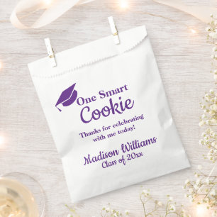 Graduation One Smart Cookie Treat Purple and White Favour Bag
