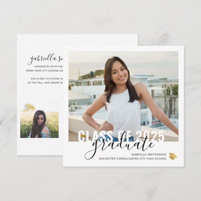 Graduation Open House Square Invitation Card (Front/Back)