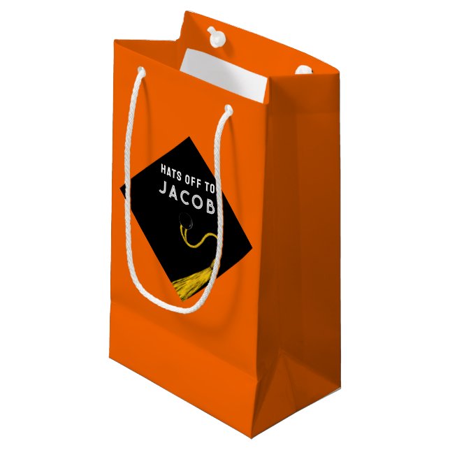 Graduation Orange Small Gift Bag (Front Angled)