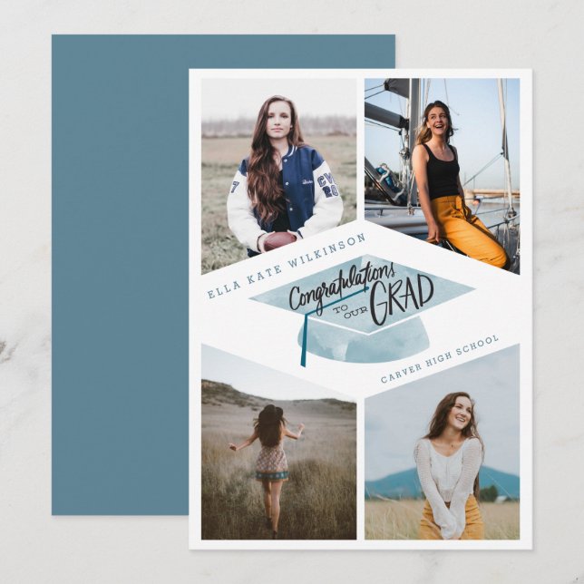 Graduation- Our Grad with Hat Invitation (Front/Back)