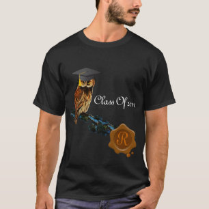 GRADUATION OWL  AND BROWN WAX SEAL MONOGRAM T-Shirt