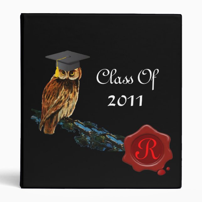 GRADUATION OWL  AND RED WAX SEAL MONOGRAM BINDER (Front)