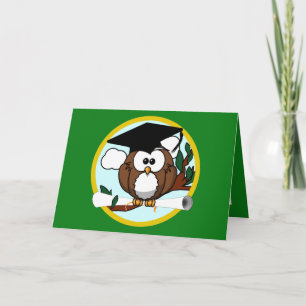 Graduation Owl - Green and Gold Card