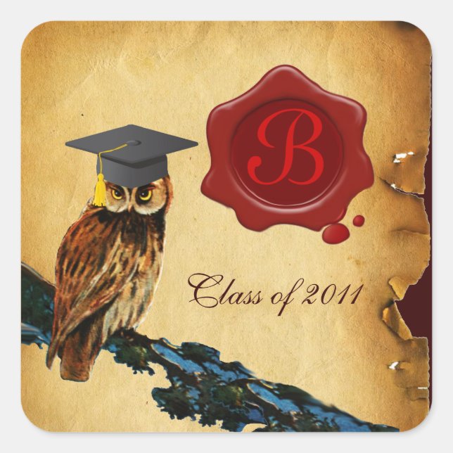GRADUATION OWL PARCHMENT AND RED WAX SEAL MONOGRAM (Front)