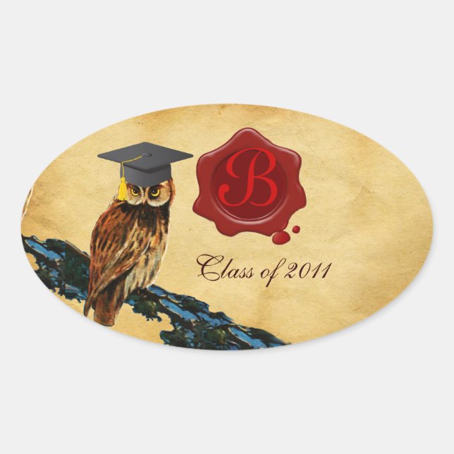 GRADUATION OWL PARCHMENT AND RED WAX SEAL MONOGRAM (Front)