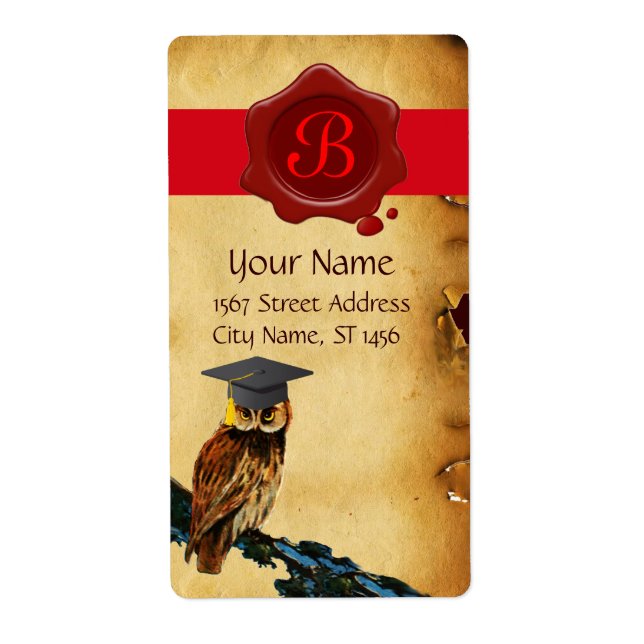 GRADUATION OWL PARCHMENT AND RED WAX SEAL MONOGRAM (Front)