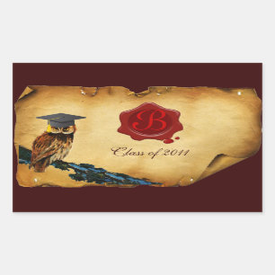GRADUATION OWL PARCHMENT AND RED WAX SEAL MONOGRAM
