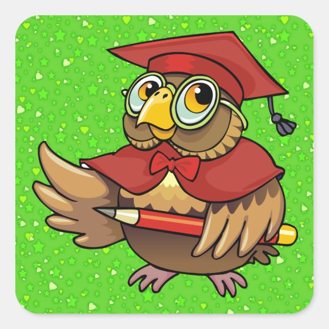 Graduation Owl - SRF Square Sticker (Front)