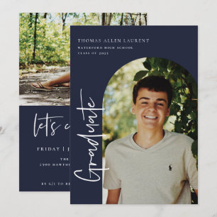 Graduation par script Cadre Arché Photo Invitation