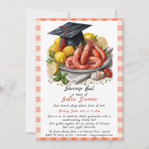 Graduation Parti crevette bouillir Invitation