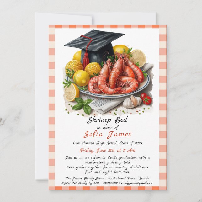 Graduation Parti crevette bouillir Invitation (Devant)
