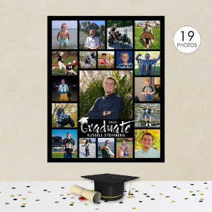 Graduation Party 19 Photo Display Brush Typography Poster