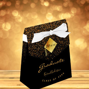 Graduation party 2023 graduate black gold girl favor box