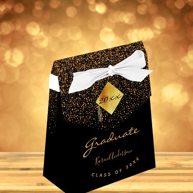 Graduation party 2023 graduate black gold girl favor box (Creator Uploaded)