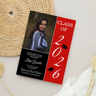 Graduation Party 2024 Grad Hat Red Invitation
