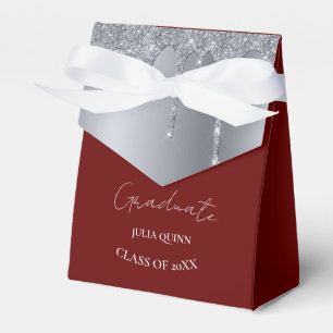 Graduation party 2024 graduate black Silver Favor Box