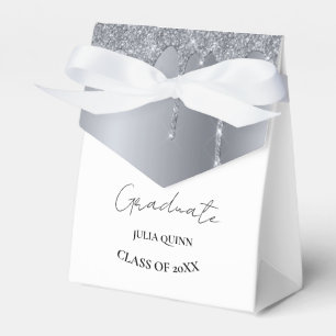 Graduation party 2024 graduate black Silver Favor Box