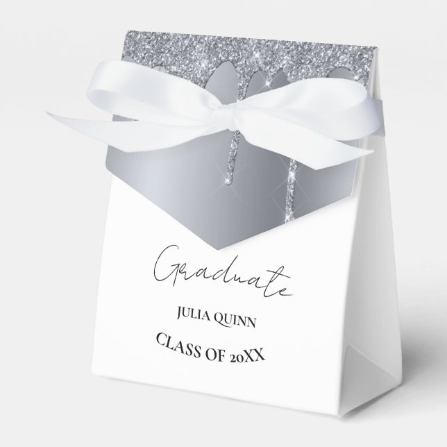 Graduation party 2024 graduate black Silver Favor Box (Front Side)