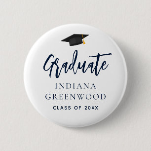 Graduation Party 2024 Script Navy Blue School 2 Inch Round Button