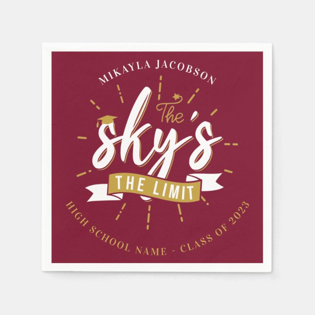 Graduation Party 2025 Burgundy Grad Paper Napkin (Front)