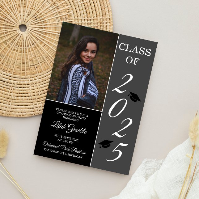 Graduation Party 2025 Grad Hat Grey Invitation (Creator Uploaded)