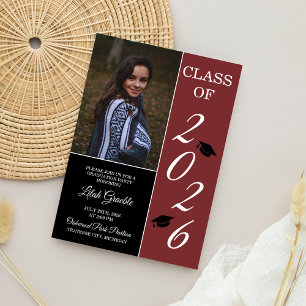Graduation Party 2025 Grad Hat Maroon Invitation