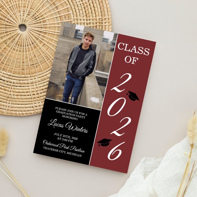 Graduation Party 2025 Grad Hat Maroon Invitation (Creator Uploaded)
