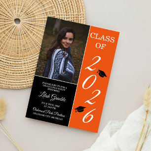 Graduation Party 2025 Grad Hat Orange Invitation