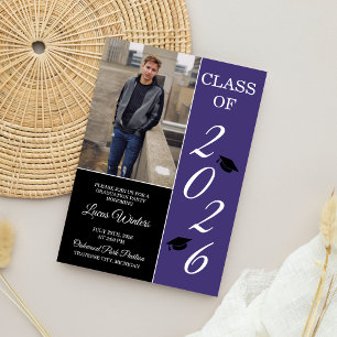 Graduation Party 2025 Grad Hat Purple Invitation