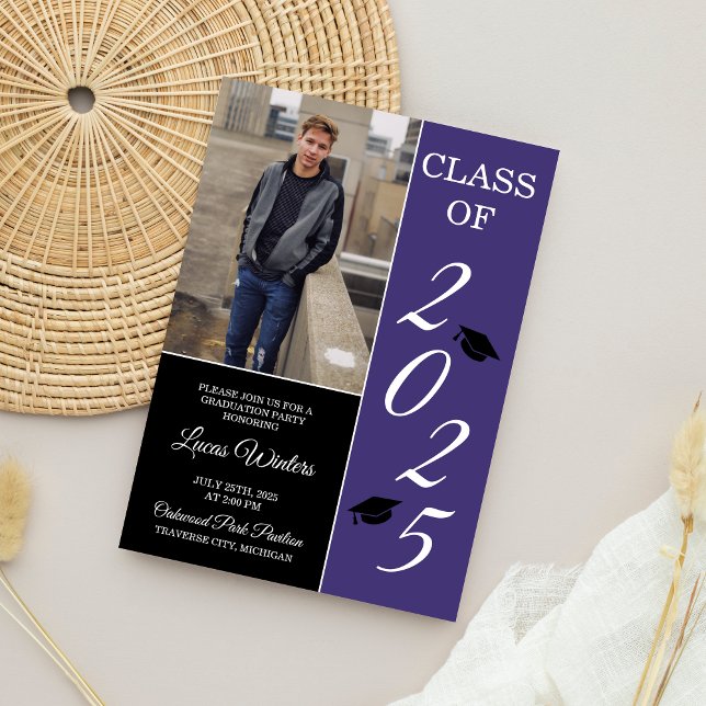 Graduation Party 2025 Grad Hat Purple Invitation (Creator Uploaded)