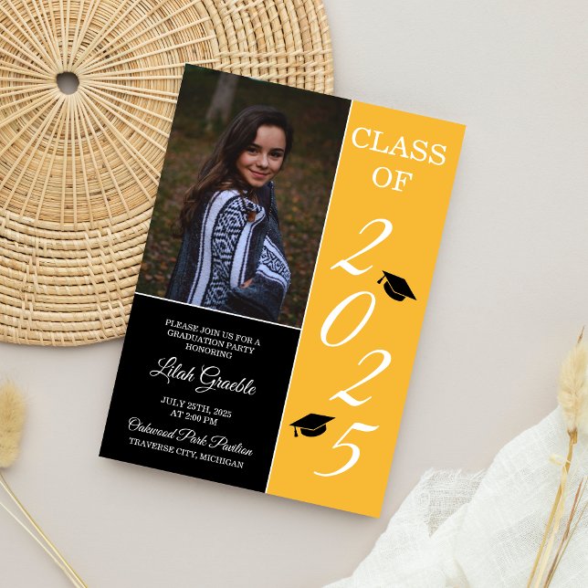 Graduation Party 2025 Grad Hat Yellow Invitation (Creator Uploaded)