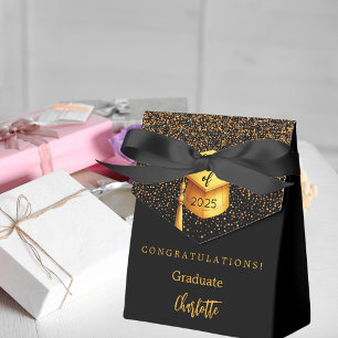 Graduation party 2025 graduate black gold favor box