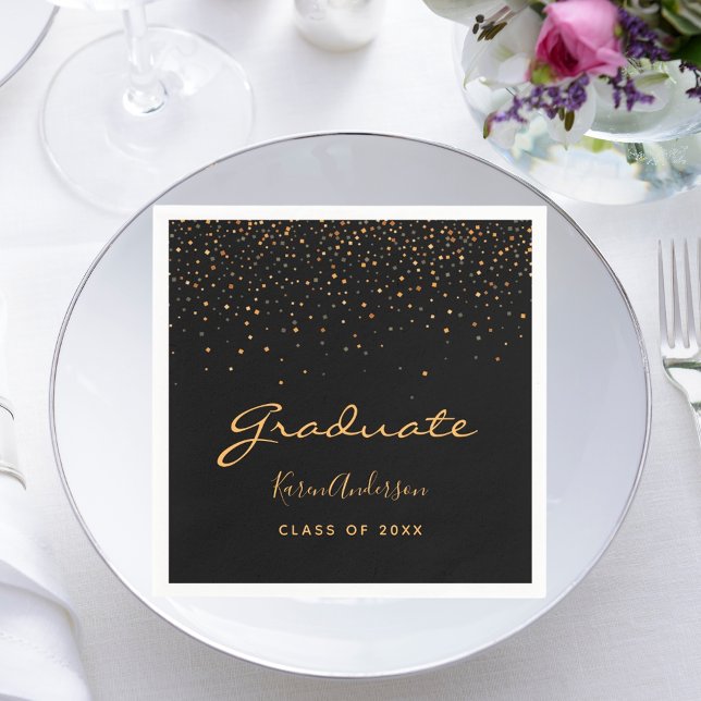 Graduation party 2025 graduate black gold napkin (Creator Uploaded)
