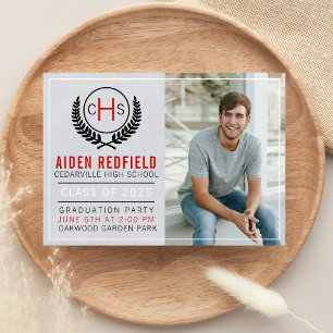 Graduation Party 2025 Monogram Red Invitation