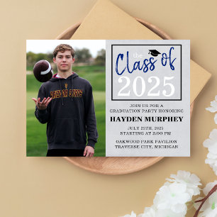 Graduation Party 2025 Open House Photo Blue Invitation