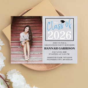 Graduation Party 2025 Open House Photo Light Blue  Invitation