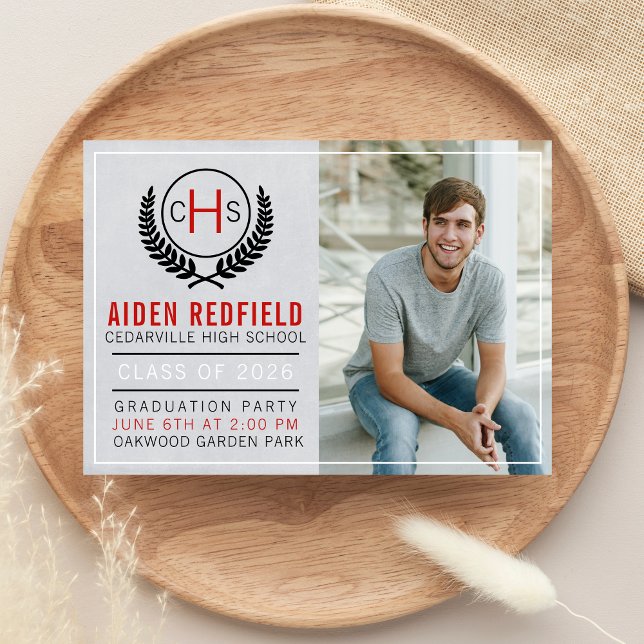 Graduation Party 2026 Monogram Red Invitation (Creator Uploaded)