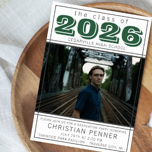 Graduation Party 2026 Open House Photo Green Invitation